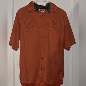 Wrangler Short Sleeve Button Up Orange Size S